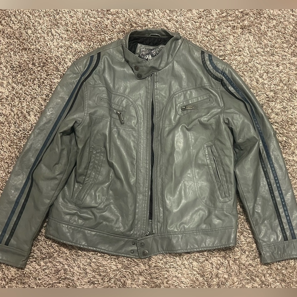 Whispering Smith Grey Vintage Leather Jacket